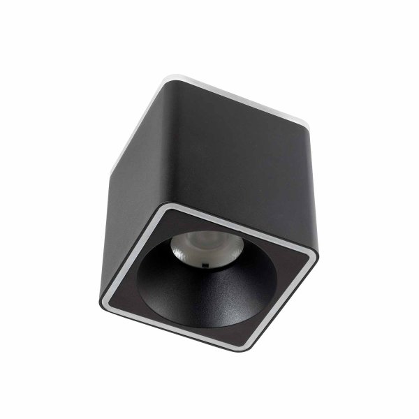 Spot LED de surface carré 9x9 cm noir Rouk, finition noire pour surfaces 2